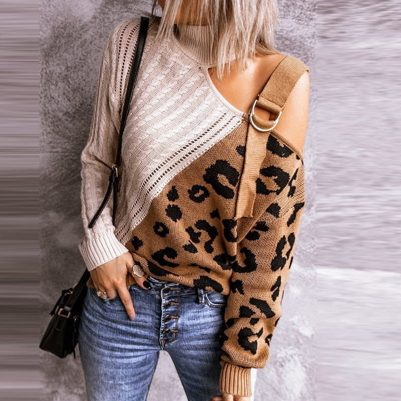 Leopardly™ - Frauen-Off-Schulter-Pullover